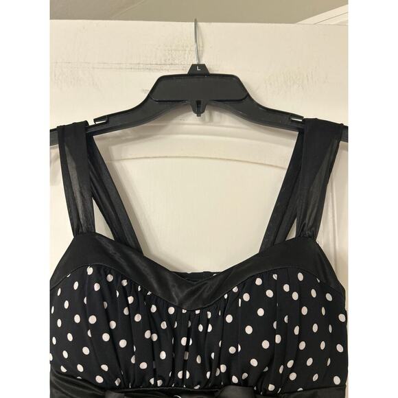 My Michelle Y2K Black White Polka Dot Mini Dress Milkmaid Retro Pin Up Small - Picture 9 of 14